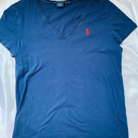 Navy V-Neck with Red Logo - Picture 1 of 3